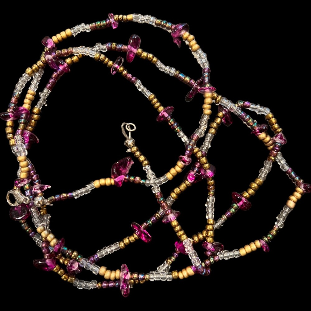 Beaded Faux Amethyst Chain